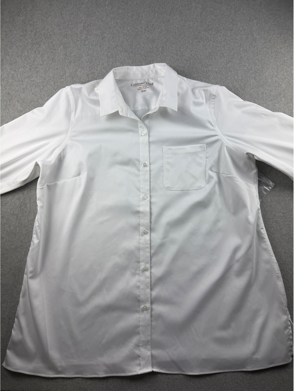Coldwater Creek 18W White No Iron Stretch Button Down Shirt Plus Size